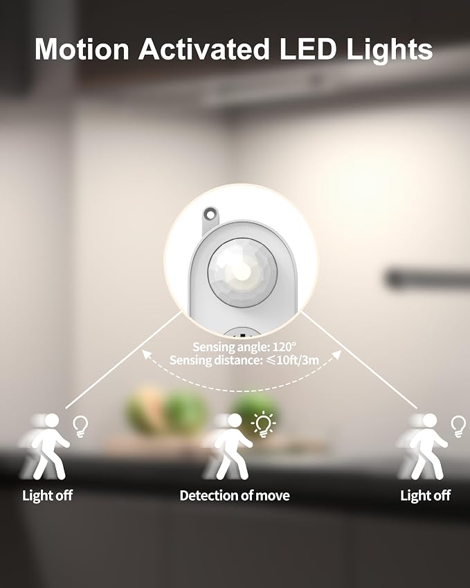 ASOKO Motion Sensor LED Under Counter Light 14.5in 3 Color - Image 4