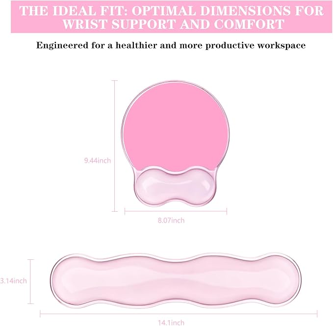 Gel Wrist Rest for Keyboard and Mouse Pad Set - Clear Pink - Image 6