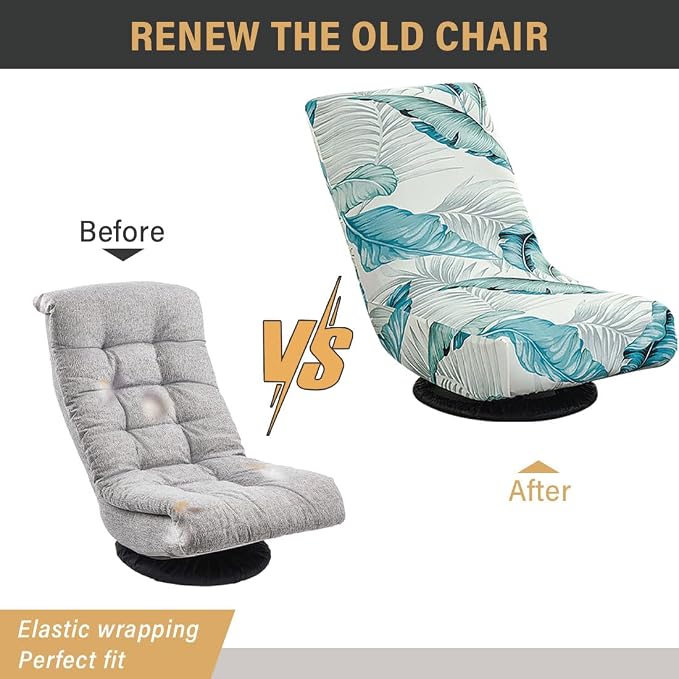 Swivel Reclining Folding Floor Gaming Chair Cover Printed Lazy Boy Chair Slipcover Lounge Folding Sofa Seat Covers for Teens and Adults, 13 - Image 6