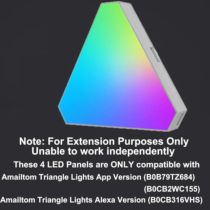 Triangle Light 4 LED Panels for Expansion Only, Triangle Lights for Wall Dreamcolor Gaming Room Lights Decor, Smart LED Wall Light Music Sync for Gaming Setup (No Controller/Remote) - Image 2