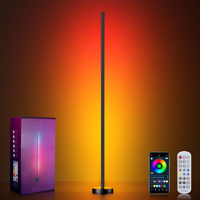 OIYN Smart RGBICW LED Corner Floor Lamp - 16 Million DIY Colors, 68+ Scenes, Music Sync, App & Remote Control, Color-Changing Ambient Lighting for Living Rooms, Bedrooms, and Gaming Rooms by ShineYourWolrd