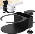Desk Cup Holder for Coffee Mugs, Tumblers, Water Bottles with Mobile Phone Stand, Anti-Spill Metal School Home Office Accessories (Black-1) by Unknown