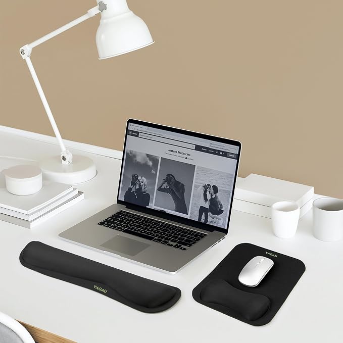 VAGAU Premium Keyboard Wrist Rest and Mouse Pad Wrist Support | Ergonomic Memory Foam Set for Office, Laptop, Mac, Computer and Gaming, Comfortable Typing &Wrist Pain Relief - Image 2