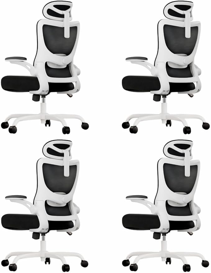 Marsail Ergonomic Office Chair with 3D Armrests, Pack of 4 | Office Desk Chair with High Back Mesh, Adjustable Lumbar Support, Rolling Work Swivel Task Chairs with Wheel, Headrest, home by Marsail
