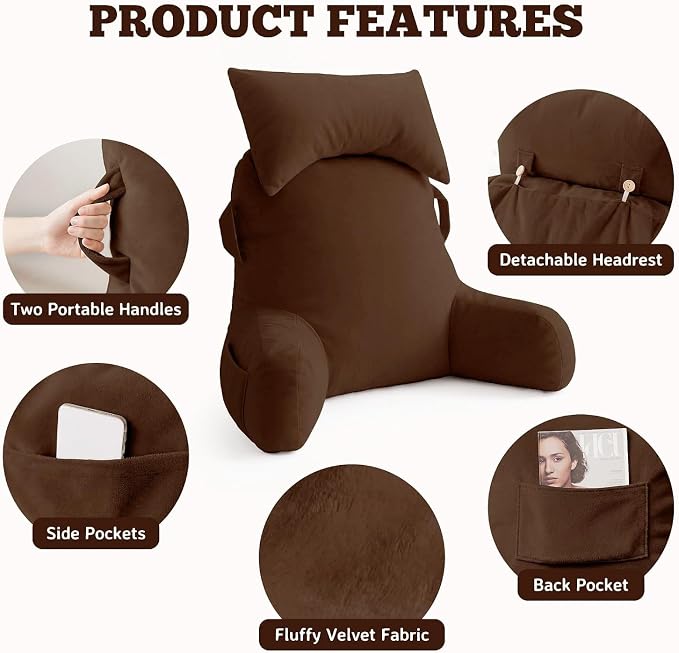 Reading Pillow for Bed,Back Pillow for Bed Sitting Up,Lumbar Support Pillow - Image 6