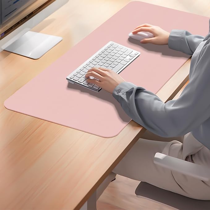 Leather Desk Pad Mat, Pink Desk Mat, 23.6" x 13.7" | Non-slip and Waterproof Computer Mat, Desk Protector for Office/Home, Desk Accessories for Women - Image 7