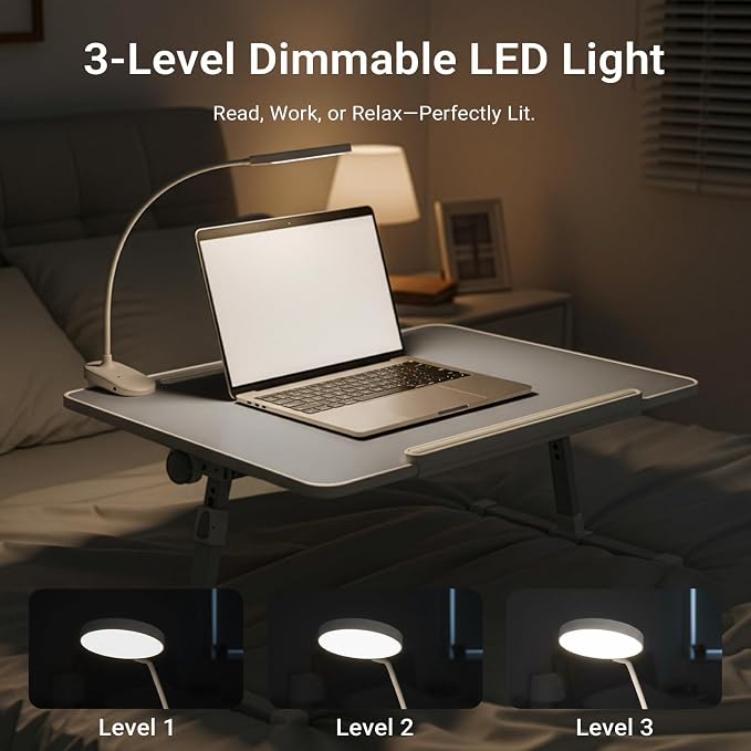 iXTRA Adjustable Laptop Lap Desk with Cooling Fan USB Light for Adults - Image 5