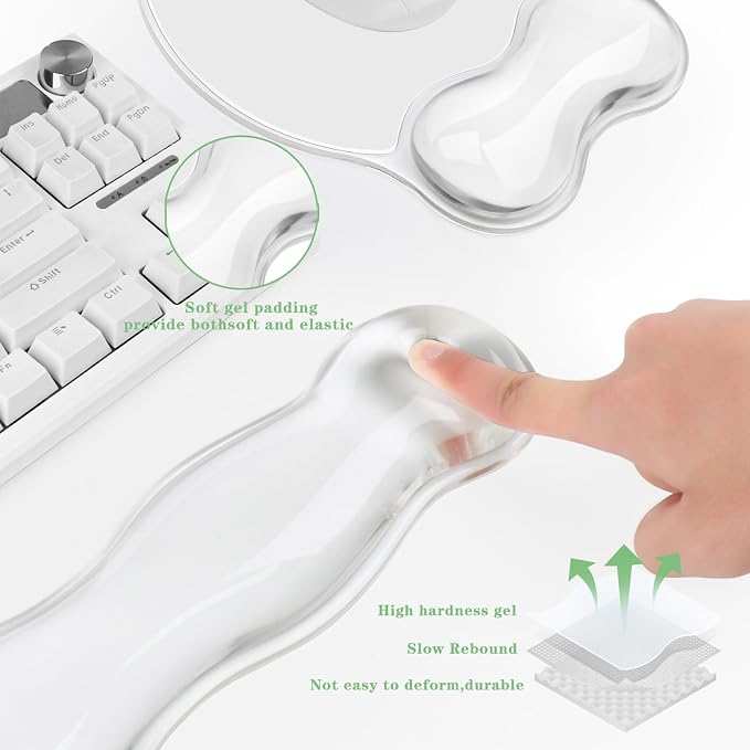 Gel Wrist Rest for Keyboard and Mouse Pad Set - Clear White - Image 5