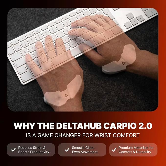 DELTAHUB Carpio 2.0 - Left-Handed Truly Ergonomic Wrist Rest for Mouse, Carpal Tunnel Support, Pain Relief, Anti-Fatigue, Easy Glide, Sleek, Office Computer, Laptop, Gaming - Large, Black - Image 5