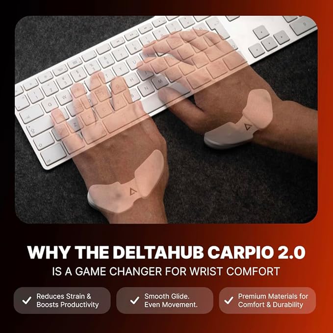 DELTAHUB Carpio 2.0 - Right-Handed Truly Ergonomic Wrist Rest for Mouse, Carpal Tunnel Support, Pain Relief, Anti-Fatigue, Easy Glide, Sleek, Office Computer, Laptop, Gaming - Small, Grey - Image 5