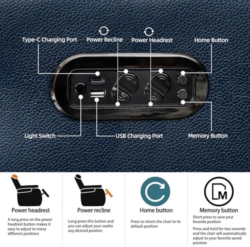 comfiroom Top-Grain Leather Home Theater Seating, Dual-Motor Power Recliner - Image 5