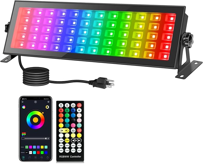 LED Stage Wash Lights Bar - 120W RGB & White Color Changing IP66 Waterproof Stage Light Bar with Remote & APP Controlled Uplighting for Church, Wedding, Birthday Party & Events by TiYiViRi