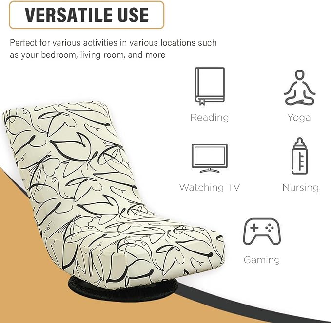 Swivel Reclining Folding Floor Gaming Chair Cover Printed Lazy Boy Chair Slipcover Lounge Folding Sofa Seat Covers for Teens and Adults, 09 - Image 4