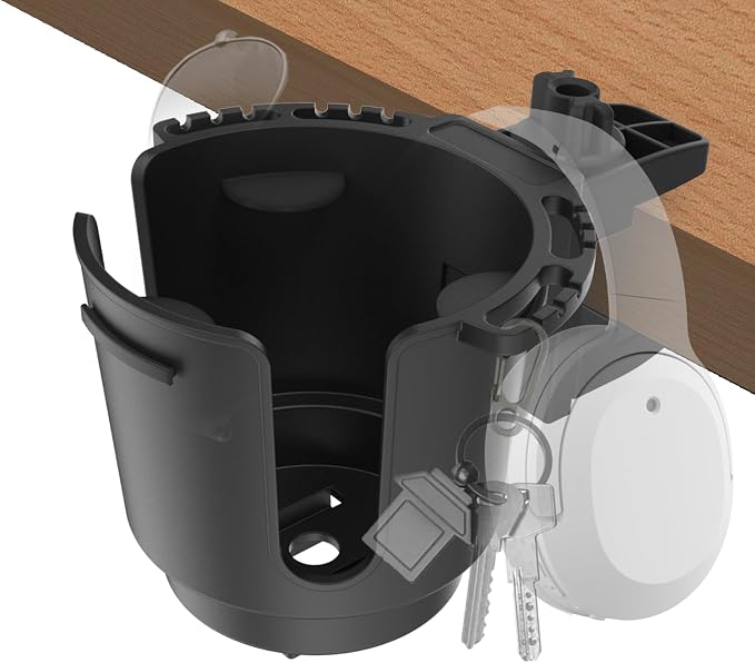 Spill-Proof Desk Cup Holder Clamp for Tables, Patio Chairs, 3.38" Bottles by EDSRDUX