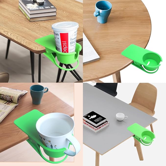YOY Drink Cup Holder Clip - Table Desk Side Water Glass Beer Bottle Beverage Soda Coffee Mug Holder Cup Saucer Clip Design for Home Office, Green - Image 3