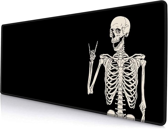 Gaming Mouse Pad, Large Mouse Pads for Desk, Non-Slip Rubber Base Mousepad, Keyboard Mouse Mat, Desk Pad with Stitched Edges, 31.5x11.8 inch Black Human Skeleton by SANWUMIAN