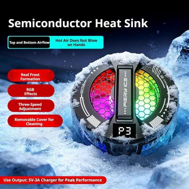 2 In 1 Magnetic & Clip-On Phone Cooler, 3-Level Silent Fan with RGB Effects - Image 3