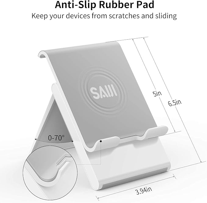 SAIJI Adjustable Tablet Stand Holder Portable Foldable Desktop Stand Dock Compatible for iPad, iPhone, Nintendo Switch, Samsung Galaxy and Kindle Fire Tablets – Gray - Image 4