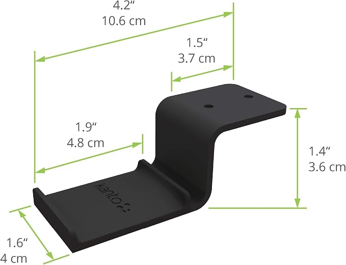 Kanto HH Universal Under Desk Headphone Hook - Black - Solid Steel Construction - Mount Using 3M Adhesive or 2 Included Screws - Image 5