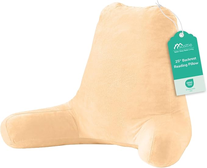 Sasttie Reading Pillow for Bed, Back Pillow for Sitting Up, Camel by SASTTIE