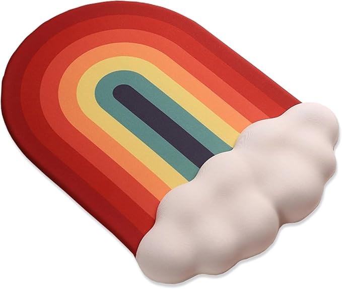 Cute Rainbow Mouse Pad with Wrist Rest for Mouse Pad Gel Cloud Keyboard Wrist Rest PU Base Silicone Ergonomic White Cloud Mouse Wrist Pad Support for Gaming Desk Laptop Home Office by WFCYGL