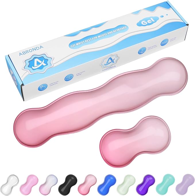 Gel Wrist Rest for Keyboard and Mouse, Wrist Rest for Keyboard, Mouse Wrist Support, Pain Relief, Cool Touch, Non-Skid, Keyboard and Mouse Wrist pad Set by ABRONDA