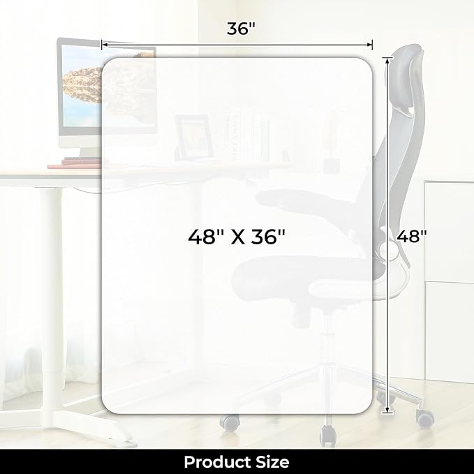 Chair Mat for Hard Floors, Computer Gaming Rolling Desk Chair Mat for Tile Floor, Small Floor Protection Mats for Home and Offic (Transparent, 48" x 36" Rectangle) - Image 7