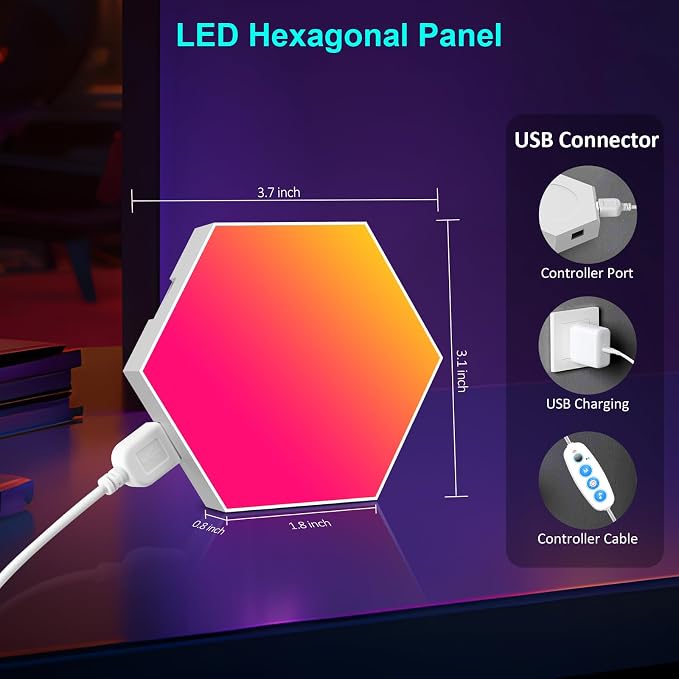 20-Pack Hexagon Light Panels – Smart RGB LED Wall Lights with App & Remote – Music Sync Gaming Lights for Gamers, Game Room Decor, Gaming Equipment, Living Room, Bedroom, Kids & Adults - Image 6