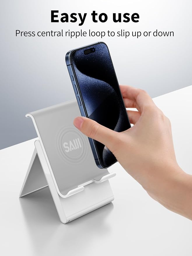 SAIJI Adjustable Tablet Stand Holder Portable Foldable Desktop Stand Dock Compatible for iPad, iPhone, Nintendo Switch, Samsung Galaxy and Kindle Fire Tablets – Gray - Image 7