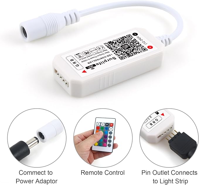 Smart WiFi RGB LED Light Strip Remote Controller, 24 Key RF Wireless Remote - Image 3