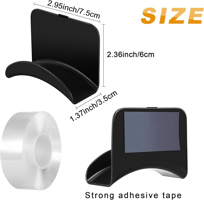 Wonderjune 12 Pcs Headphone Wall Hangers Adhesive Gaming Headset Holder Hooks for Wall Mount Strong Universal Stand Hooks for Most Headphone Controller, Hat, Baseball Caps, Door, Closet (Black) - Image 2