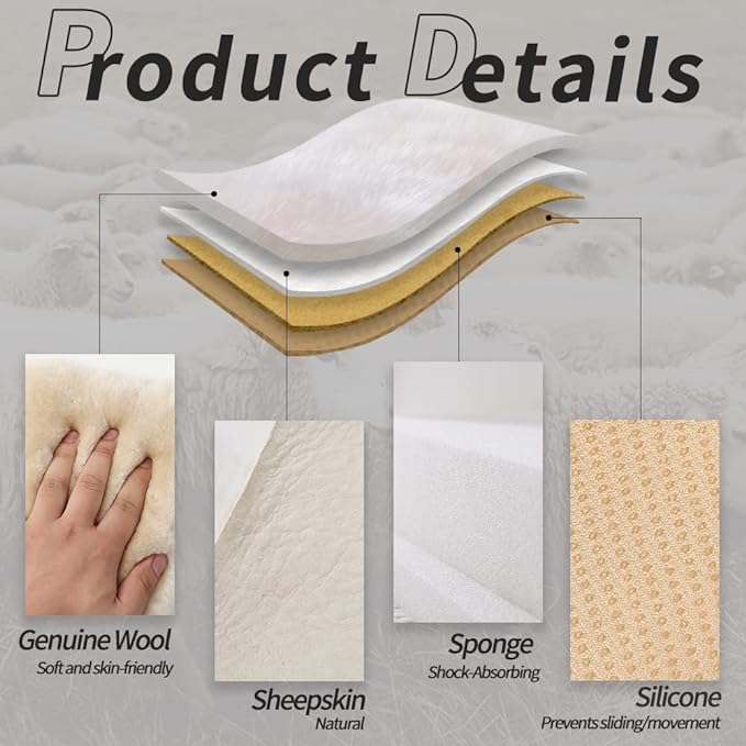 LLB Genuine Sheepskin Car Seat Cushion Seat Covers for Cars Trucks SUV Comfort Seat Protector Pad for Car Driver Seat Car Accessories for Women Office Chair Car Decor (Pearl Front Seat Cushions-2 Pcs) - Image 2