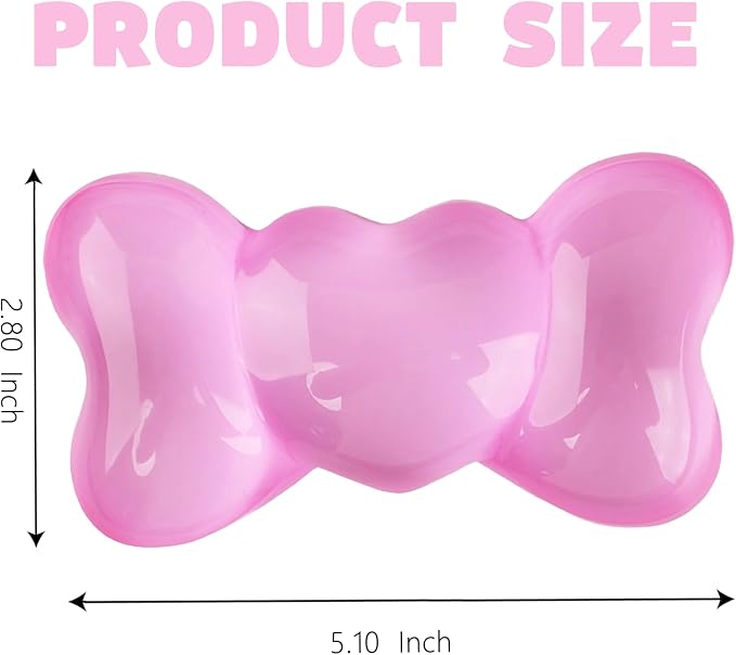 Gel Wrist Rest for Keyboard and Mouse Transparent Pink Bow Elbow Pad Cushion Ergonomic Cute Clear Cool Heart Mouse Wrist Pad Silicone Non-Slip Support for Computer Gaming Home Office Women Hand Pillow - Image 2