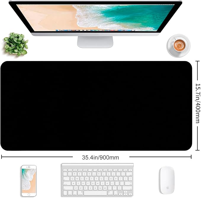 Large Black Computer Mouse Pad, Office Non Slip Gaming Desktop Keyboard Pad | Large Extended Mouse Pad; Full Desk Coverage; Waterproof Coating; Stable Anti-Slide Base For Gaming, Office, Study Daily Use - Image 3