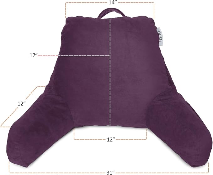Nestl Reading Pillow with Portable Laptop Lap Desk - Shredded Memory Foam Back Support Pillow for Sitting Up in Bed and Couch Rest Pillows with Arms, Bed Tray Table with Foldable Legs, Purple - Image 2