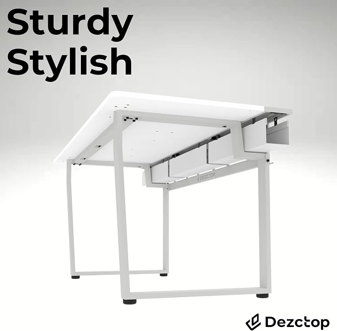 Dezctop Bifrost 160 63W x 28D Gaming PC Computer Desk with Shelves, Large Workstation for Gamers or Home Office with Pegboard, Built-in Cable Management, Stainless Steel Frame (White) - Image 7