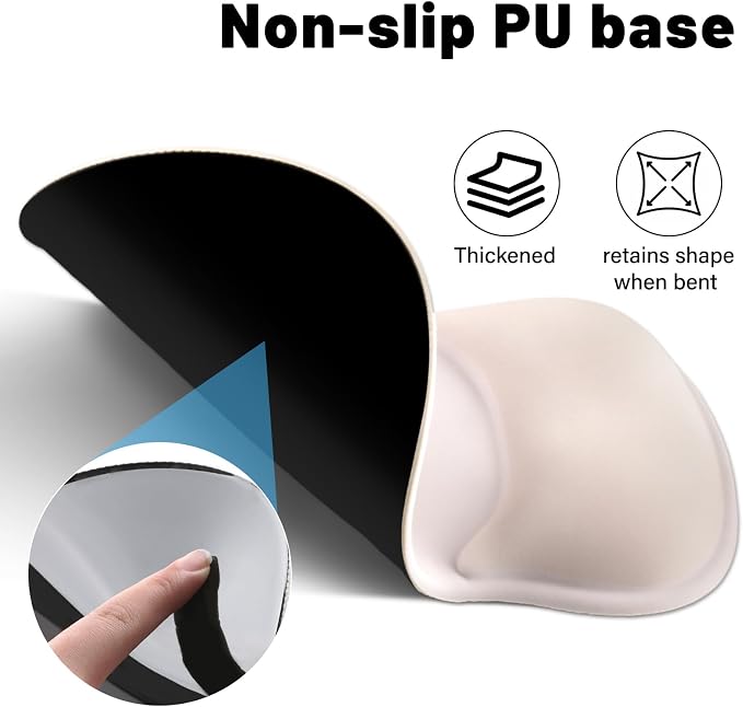 Ergonomic Mouse Pad with Wrist Rest - Gel Wrist Support Mousepad with Non-Slip PU Base for Computer, Laptop, Office & Home - Image 3