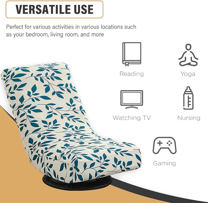Swivel Reclining Folding Floor Gaming Chair Cover Printed Lazy Boy Chair Slipcover Lounge Folding Sofa Seat Covers for Teens and Adults, 15 - Image 4