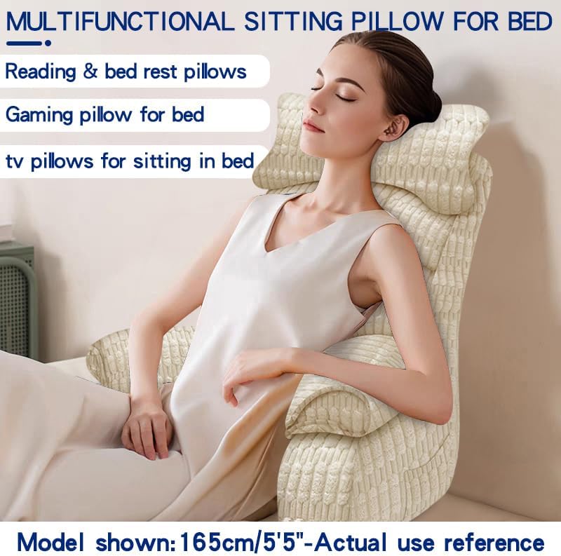YDCEULARDOH Reading Pillow for Bed Adult – Large Bed Pillow with Arms, Supportive Back Pillow for Sitting Up in Bed for Reading, Watching TV, or Gaming - Image 4