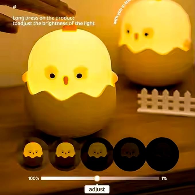 Easter Chick Egg Night Light - Dimmable 7-Color LED Nursery Lamp for Babies, Soft Silicone Touch Eggshell Decor for Easter Basket, Bedroom & Kids Room, Easter Gifts & Birthday Presents - Image 5
