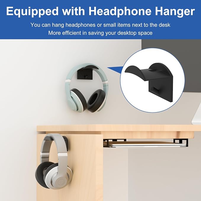 Under Desk Laptop Mount for Lenovo,HP,Asus,Acer Laptop Under Desk Holder with Anti-Scratch Pads Compatible with Laptop,Mac mini,MacBook,Keyboard Under Desk Laptop Shelf with Headphone Hanger - Image 3