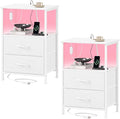 Somdot Nightstands Set of 2 with 2 Drawers, Charging Station & LED Light by Somdot