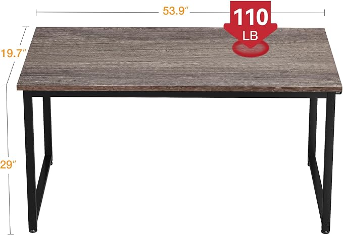Casaottima 54 Inch Computer Desk for Home Office, Study Writing Table for Small Spaces, Simple Modern Desk with Headphone Hooks, Grey Oak - Image 3