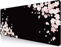 IMAYONDIA Sakura Japanese Desk Mat, Cherry Blossom Large Gaming Mouse Pad, Black Elegant Floral Mousepad for Women, Minimalistic Flower Aesthetic Desk Pad for Work, Game, Office, 31.5x11.8 by IMAYONDIA