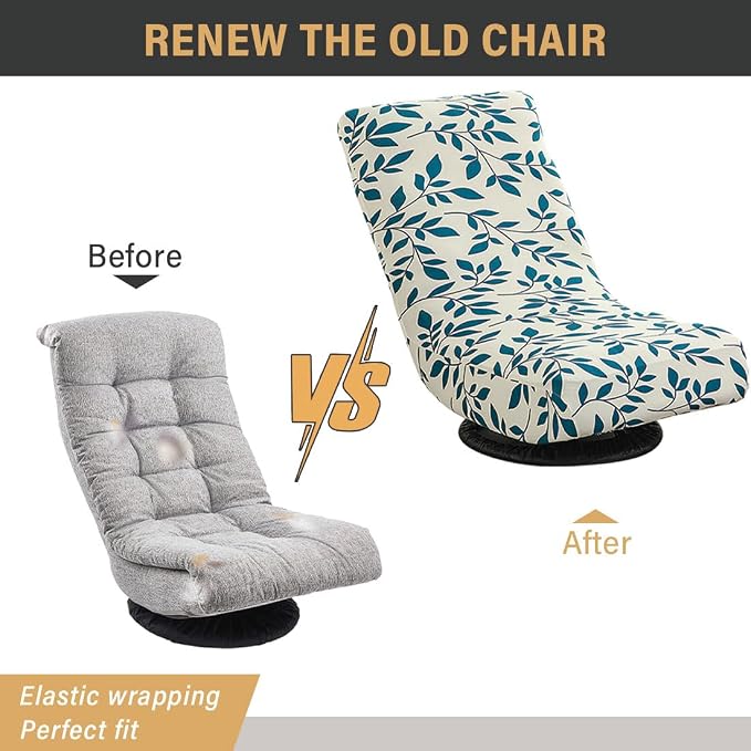 Swivel Reclining Folding Floor Gaming Chair Cover Printed Lazy Boy Chair Slipcover Lounge Folding Sofa Seat Covers for Teens and Adults, 15 - Image 6