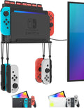 Wall Mount for Nintendo Switch and Switch OLED with 28 Game Card Holders and 4 Joy Con Hooks, Organize Switch Console Behind TV, Ideal Gift for Gamer, Black by Nargos