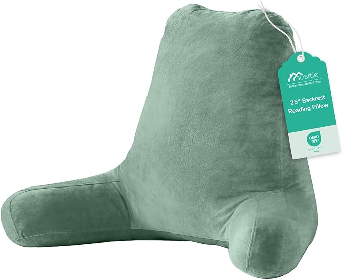 Sasttie Reading Pillow for Bed, Back Pillow for Sitting Up, Sage by SASTTIE