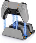 PS5 Controller Charger Station with LED Indicator,Self-Aligning Charging Dock,Dual Controller Fast Charging Dock,Desktop Display Stand for PlayStation 5 (Grey) by Unknown