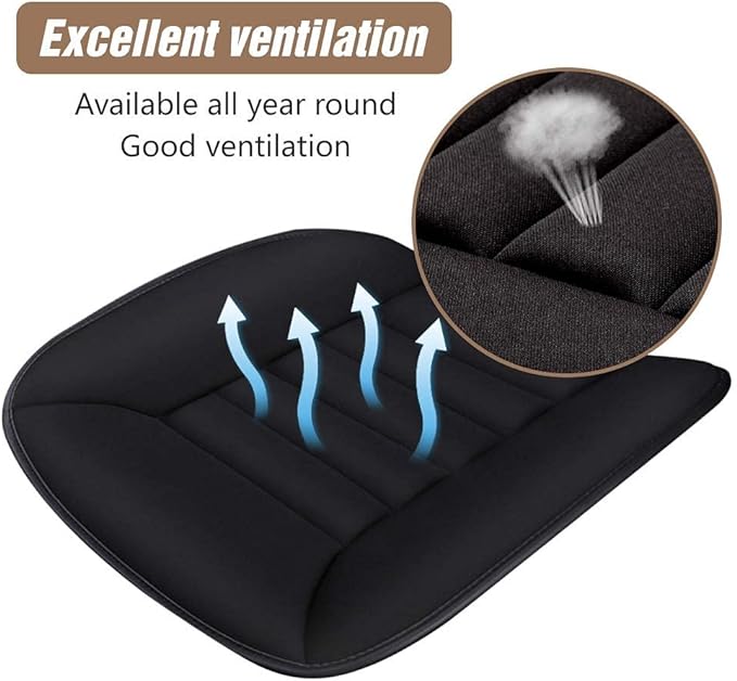 MYFAMIREA Car Seat Cushion Pad 1.2" Thick Comfort Seat Protector for Car Driver Seat Office Chair Home Use Memory Foam Seat Cushion with Non Slip Bottom, 20'' x 18.5'', Black - Image 3