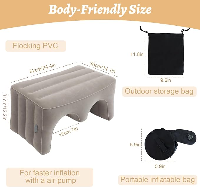 Inflatable Reading Pillow, Laptop Lap Desk with Inflatable Bag, Adjustable Gaming Pillows for Bed, Couch, Floor, Portable Leg Elevation Pillow for Comfortable Reading, Working, Crocheting - Image 5